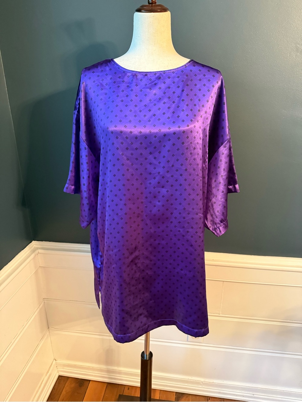 Victoria's Secret Purple Satin Chemise with Subtle Print